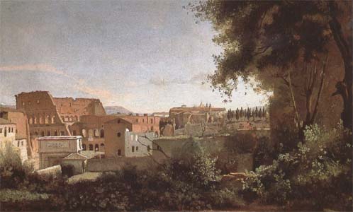 Jean Baptiste Camille  Corot View of the Colosseum from the Farnese Gardens (mk09)